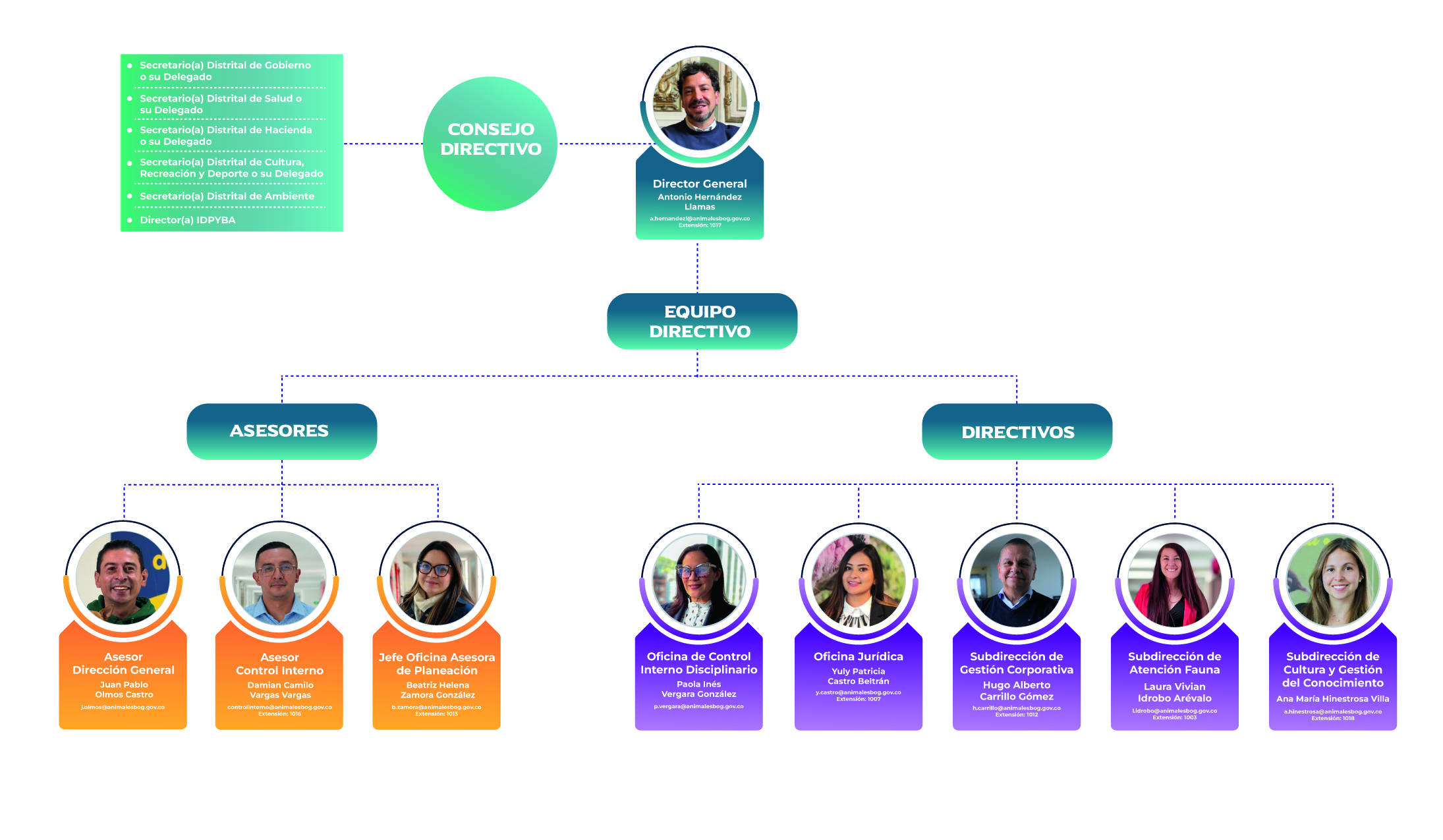 Organigrama del Instituto Distrital de Protección y Bienestar Animal